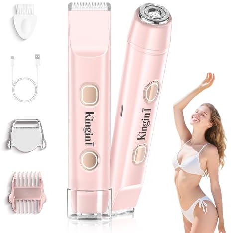 Electric Bikini Trimmer for Women,Personal Shaver for Face,Legs,Underarms,Painless Electric Women's Razor,IPX7 Waterproof,Rinsable Pubic Hair Trimmer,Cordless Portable Rechargeable Remover,Pink