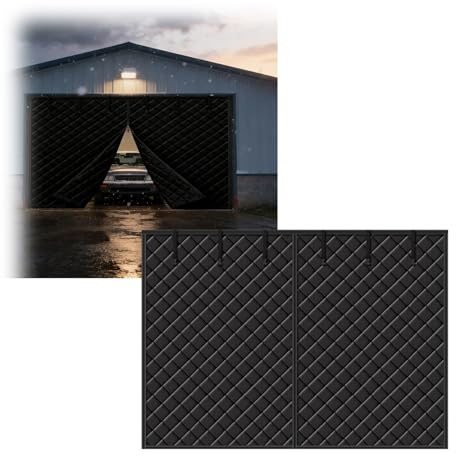 Magnetisk värmeisolerad garageportsskydd, magnetisk vinterisoleringskit för garage, uteplats, balkong, skjutdörrar, väderbeständig gardin(Svart,W300cm x H280cm)
