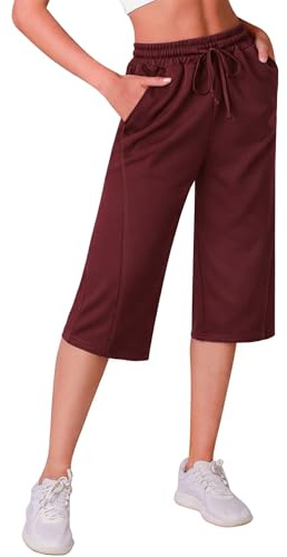 Crewhpo Pantalon Taille Haute 3/4 Femme Tissu Léger Sport et Détente Doux