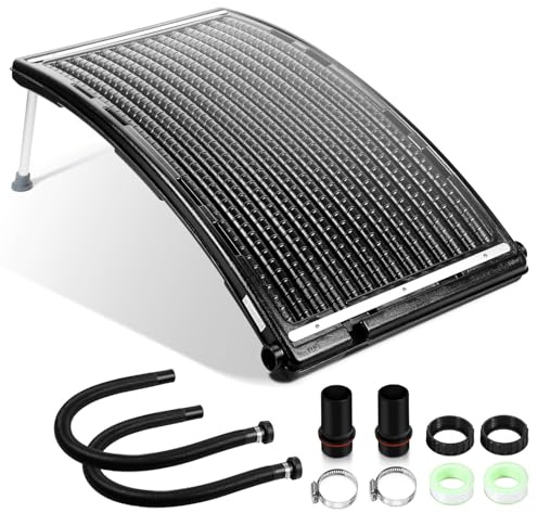 Jayseuw Chauffage solaire pour piscine x 1, chauffage solaire pour piscine collecteur solaire 110 x 65 x 35 cm, chauffe-piscine solaire réglable en hauteur pour piscines jusqu'à 10 000 L/H