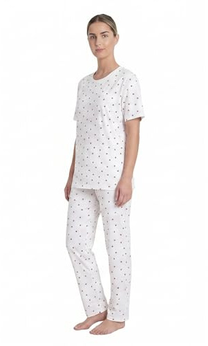 Ladies Cotton Pyjama Set Short Sleeve Top Long Leg Star Print PJs UK 4 to 24 New