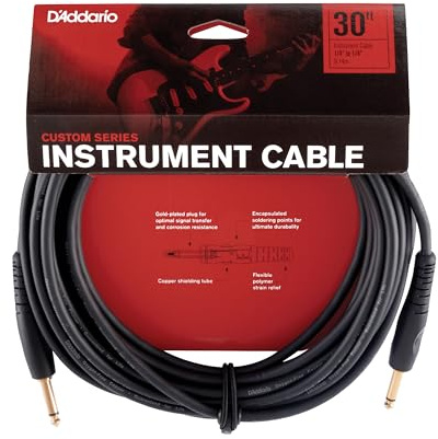 Planet Waves PW-G-30 Custom Series Cables Instrumentenkabel 9,1m (30 Fuß) schwarz