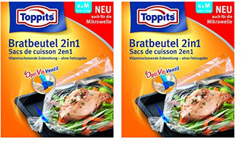 Toppits 2 x Bratbeutel 2in1 8 Beutel M (25 x 38cm)