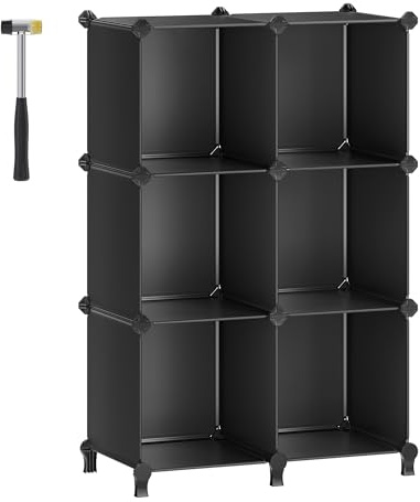 SONGMICS 6 Cube Storage Unit, Modular Plastic Organiser with Feet