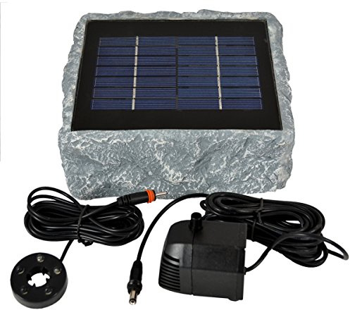 SOLAR TEICHPUMPE GARTENBRUNNEN mit AKKU und LED LICHT - WASSERSPIEL ZIERBRUNNEN VOGELBAD SOLARBRUNNEN für Garten TEICH- sehr DEKORATIVES STEINDESIGN, RÜGEN 200-1 mit LED licht
