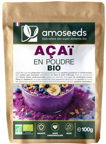 Açaï en Poudre Bio 100G | Antioxydant, Vitalité | Qualité Supérieure, Sans sucre ajouté