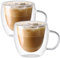 KKPW Lot de 4 tasses à café en verre à double paroi, 150 ml isothermes avec poignée, tasses transparentes pour latte, boissons, cappuccinos, expresso