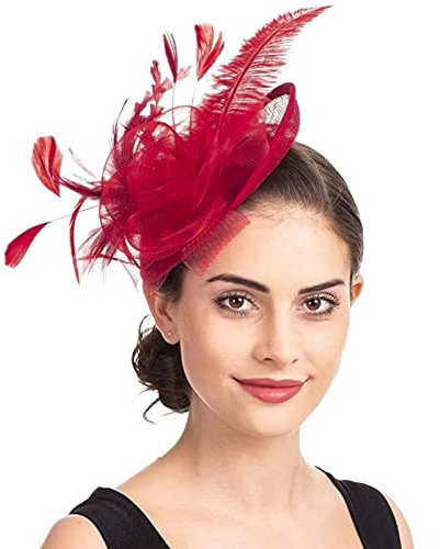 SIQITECH Organza Damen Fascinator mit Haarnadel Banketthut Elegant Haarschmuck für 20er 50er Jahre Party, Vintage Royal Pillbox Hut für Hochzeit, Party, Cocktail, Karneval