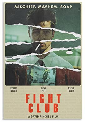 HAPPOW Vintage-Filmposter, Kampfclub-Poster, dekorative Malerei, Leinwand, Wandkunst, Dekoration für Zuhause, Schlafzimmer, Dekoration, Poster, 40 x 60 cm