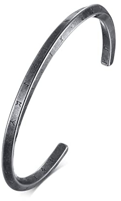 VNOX Viking Rune Cuff Bracelet for Men - Stainless Steel Nordic Jewellery | Nordic Inspired Runic Jewellery Gift for Him, Sleek Amulet Talisman Waterproof Bracelet for Dad Husband Boyfriend