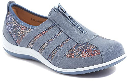 Pavers Women’s Zip-Up Trainers in Blue Multi - Footwear with Breathable Mesh Upper - Ladies Versatile Shoes for Everyday Wear - Size 4 UK/EU 37