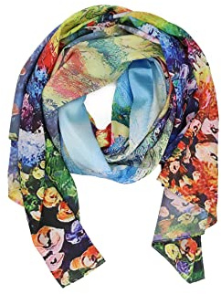 QUEEN HELENA Sciarpa Leggera Casual Colorata Fina Foulard Elegante con Fantasia Donna SC09 (Blu)