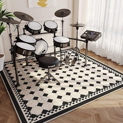 EasyStar Drum Matte, Drum Rug 160 x 140 cm, Anti-Rutsch-Pad für Stabile Schlagzeugleistung, Schwarz, RUG, Drumteppich