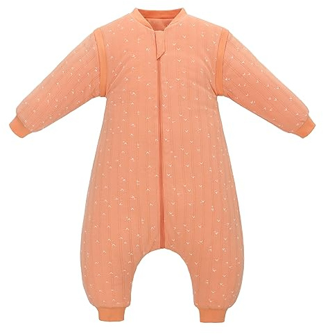 Gigoteuse pour bébé avec jambes 2,5 TOG, couverture portable pour enfant avec manches longues amovibles, unisexe 100% coton, sac de couchage d'hiver pour tout-petits