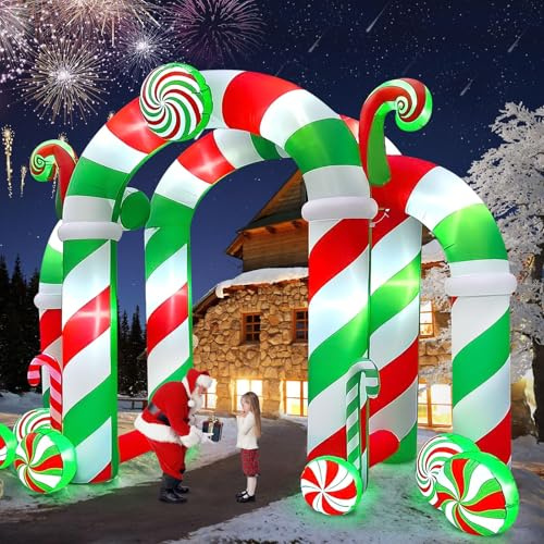 13 piedi Arco Gonfiabile di Natale, Kalolary Arco Gonfiabile Gigante Caramelle Natalizie Stereoscopico che Gonfia Decorazione Esterna Natale per Centro Commerciale Quadrato Prato Casa Giardino Feste