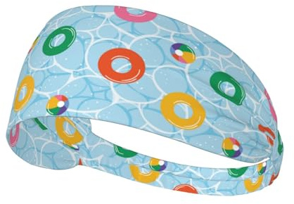 Diademas de entrenamiento para mujer, anillos de natación flotantes, elásticos, antideslizantes, bandas de sudor para mujer, banda de sudor que absorbe la humedad para deportes, correr, atletismo