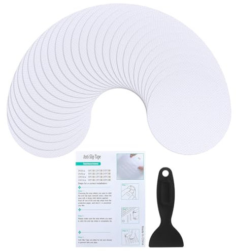 PATIKIL Bathtub Non Slip Stickers, 20 Pack Safety Shower Floor Anti Slip Stickers with Adhesive Decals Scraper for Bath Tub Shower Floor Stair, White