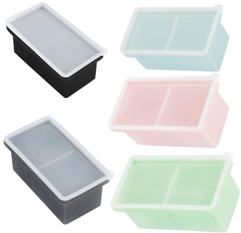 5 Pcs Silicone Freezer Tray with Lid Soup,Freezer Container 2 Cup Ice Cube Tray,250ml Portions Cubes for Freezing