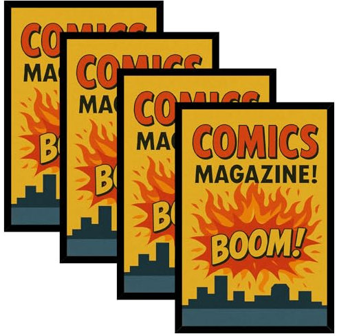 HEYTUYA 4 Pack Comic Book Frame Display up to 6 3/4 x 10 1/4 Comic Book for Wall and Tabletop Display, Comic Book Display Frame with Shatter Resistant Plexiglass for Comics Set of 4, Black