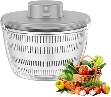Alayphnic Essoreuse à Salade électrique, 4000 ML Grande Capacité Essoreuse à Salade Automatique, Déshydrateur pour Fruits et légumes avec Couvercle, séchage Rapide, Rechargeable par USB mixeur Salade