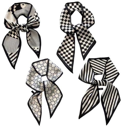 PKRFCJ 4 Pcs Purse Scarf For Handbags, Multifunctional Bag Scarf For Handbags, Classic And Fashionable, Can Be Given As Gifts To Family And Friends, 34 * 2.75 * 0.39 inches (Black)