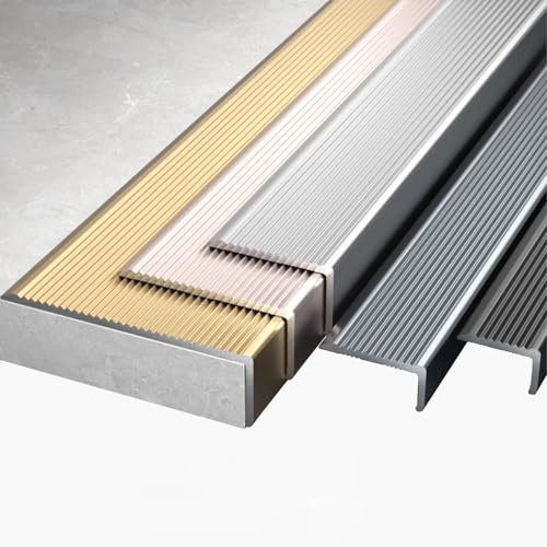 Perfil Integral De Borde De Escalón, Perfil De Aluminio para Cantonera De Escalera, Forma De L, Perfil De Borde De Escalera De Aluminio, Cantos Escaleras Tiras, Antideslizante Borde Escalonado(Gold,40