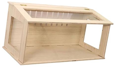 JAYIOLA Jaula para Animales Pequeños de Madera, Caja de Cría de Gallinas con Acceso, Nido Escondite para Chinchillas, Lados Transparentes de 40 cm
