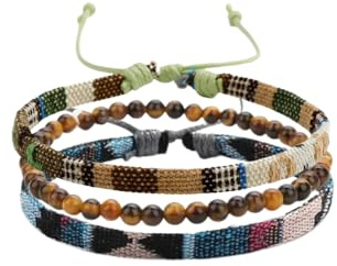 TRIPLE K&S Set di 3 bracciali da surfista da donna e da uomo – bracciale boho da donna – fatto a mano e regolabile per spiaggia e festival, fascia dell'amicizia impermeabile