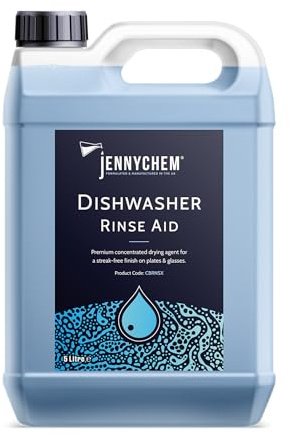 Dishwasher Rinse Aid 5L – Hard Water Formula with Built-In Descaler – Streak-Free Drying, Citric Acid & Surfactants – Fast-Drying Rinse Additive for Professional Dishwashers