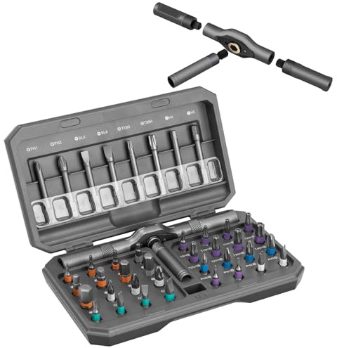 Ensemble Magnétique Tournevis a Cliquet 42 En 1 Avec 40 Têtes De Lot Avec Poignée Amovible, Kit De Réparation Avec Boîte De Réception Pour Bricolage, Réparation De Meubles, De Vélos Et D'ordinateurs