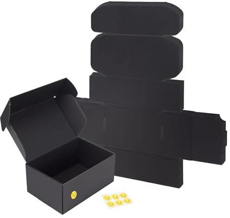 RLAVBL Shipping Boxes 9x6x4 Inch Matte Black, 229x153x102mm Corrugated Cardboard Box 6 Pack, Parcel Boxes for Posting, Small Business