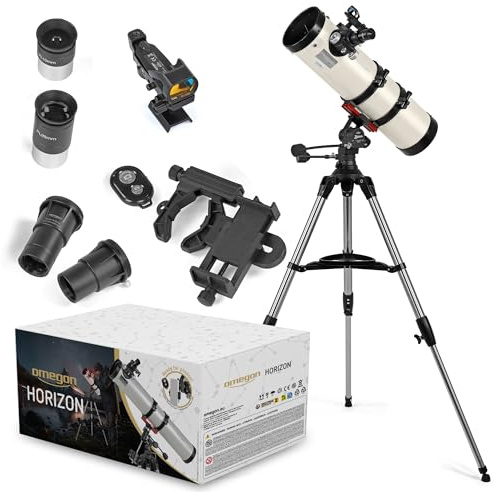 Télescope Omegon Horizon CR N 130/650 AZ-Bellavista | Observation du Ciel Profond | Miroir Principal parabolique | Portez-oculaire Crayford | Monture AZ intuitive | pour Les débutants et Les familles