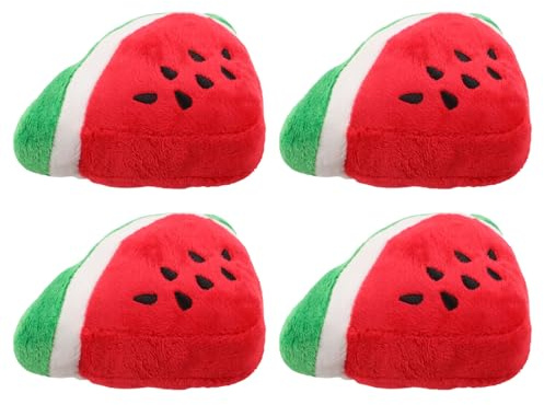 Mobestech Lot de 4 Set de Jouets en Peluche Sonore pour Chiens de Pastèque Triangulaire, Peluches Fruit Douces et Résistantes, Jouets à Mâcher Interactifs pour Chiots et Chiens Actifs
