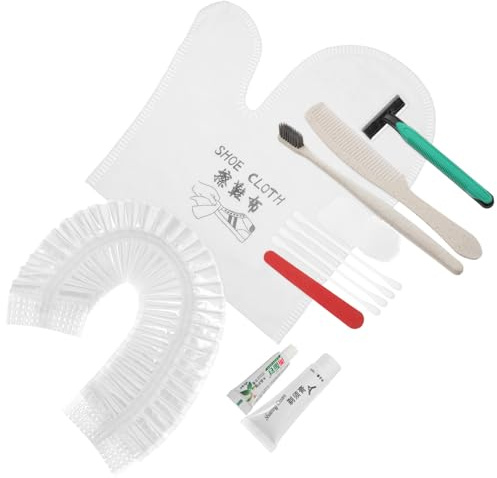 HOMSFOU Kit de Toilette Jetable pour Voyage et Maison D'hôtes Brosse à Dents Manuelle, Peigne en Coton, Bonnet de Bain et Accessoires Légers Portables Couleur Aléatoire