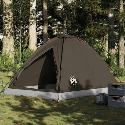 Tenda da campeggio a cupola per 4 persone, marrone, impermeabile, con telone e picchetti, tenda ultraleggera per esterni, per trekking, festival, escursionismo, traspirante e antivento