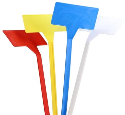 Växtskyltar utomhus lång växt etiketter stora vattentäta plast T Garden Tags Nursery Potted Stake Markörer för örter blommor (vit S, 25 st)