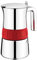 BRA Elegance Cafetera Italiana, Acero Inoxidable, Gris y Rojo, 4 tazas