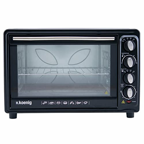 H.Koenig FO42 Mini Four 42L Electrique Posable Compact Professionnel Performant 2000W, Programmable Multifonction 7 modes de cuisson, Minuterie 60 min, rôtisserie, grill, lèchefrite avec pince, grille