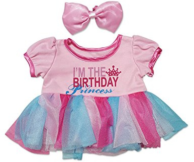 Birthday Princess w/ Bow Outfit Fits Most 14 - 18 Build-a-bear and Make Your Own Stuffed Animals