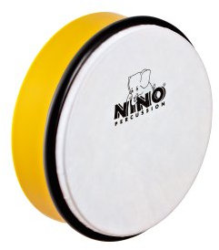 Nino Percussion Hand Drum Instrument - Kleine Handtrommel für Kinder ab 3 Jahren - Durchmesser 6 Zoll (ca. 15 cm) - Kunststoff, Gelb (NINO4Y)