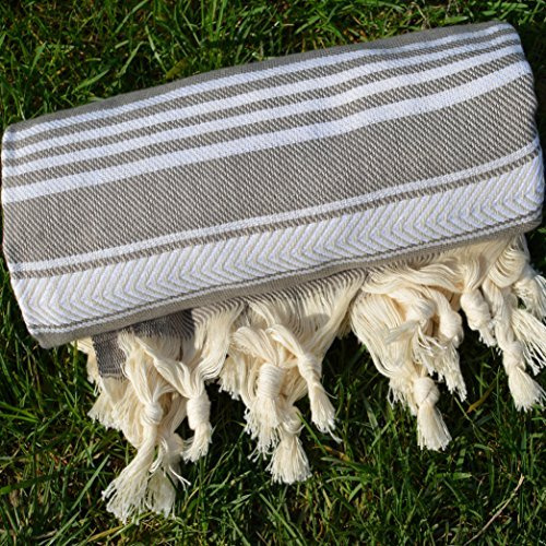 Dandelion - Basic Pattern - 100% Naturally-Dyed Cotton Turkish Towel Peshtemal - 71x39 Inches - Gray