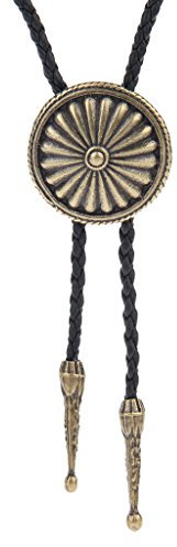 COOLLA Bolo Krawatte - Western Cowboy Anhänger Handarbeit Schwarz Vintage Türkis für Frauen Männer Bronze 70, L, Leder, N / A