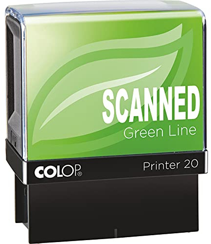 COLOP Green Line SCANNED Stamp - Red Ink | 148514 | 37x13mm Eco-Friendly Office Word Stamp