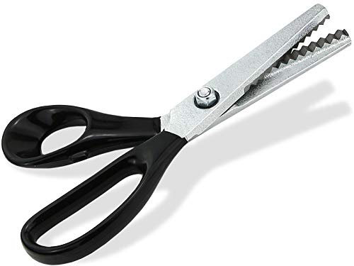 Zackenschere Stoffschere Textilschere Zickzack-Schere - Schneiderschere Bastelschere Rostfrei 20 cm ideal für Textilien und Papier (Verchromt Kunststoffgriff)