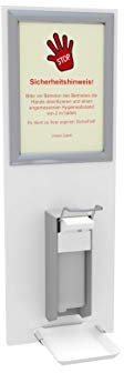 medimObil Desinfektionsspender Hand Desinfektionsstation zur Wandmontage Desinfektionsmittelspender 500ml inkl. wechselbarem Infoschild und Abtropfschale