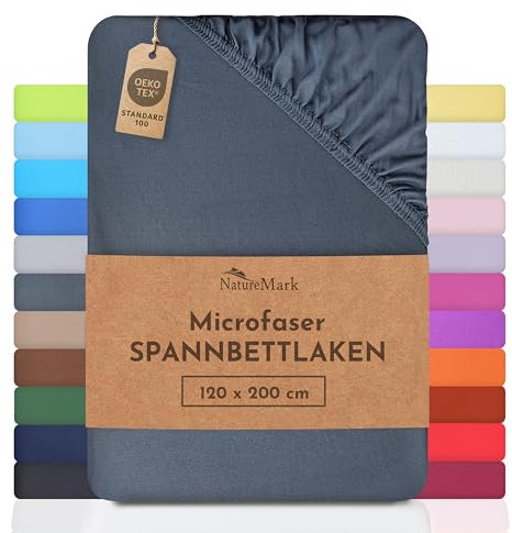 NatureMark - Mikrofaser SPANNBETTLAKEN zum Sparpreis! viele Größen und Farben Markenware (Mittelgrau, 120x200 cm)