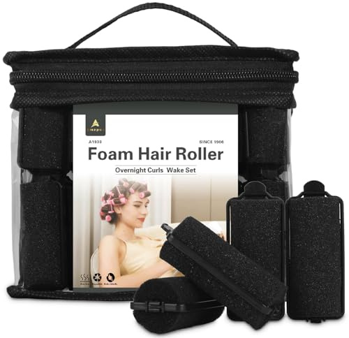 Amzpus 36 Pieces Foam Sponge Hair Rollers - Soft Hair Styling Curlers for Hair Curls (Black, Flexi Rod, 2.8x0.98inch)
