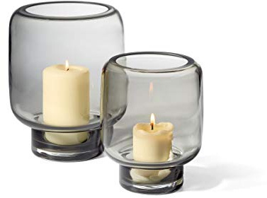 Philippi - VEJLE Windlicht oder Vase - graues Rauchglas = Trendfarbe des Jahres - Windlicht für Teelichte bis Blockkerzen - romantischer Kerzenschein auf Balkon, Garten oder Terasse