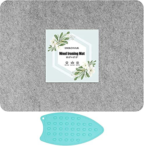 SMRONAR Tappetino per trapuntatura, 43 x 34 cm, in feltro di lana, tappetino da stiro per trapuntatura, tappetino per stirare, tappetino da stiro portatile, asse da stiro in feltro