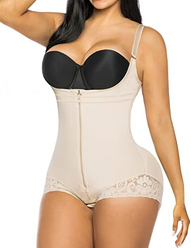 YIANNA Body Faja Reductora Mujer Colombiana Shapewear Bodysuit Corset Reductor Abdomen Moldeadora Postparto Fajas Reductoras Colombianas Beige 7200 Size L